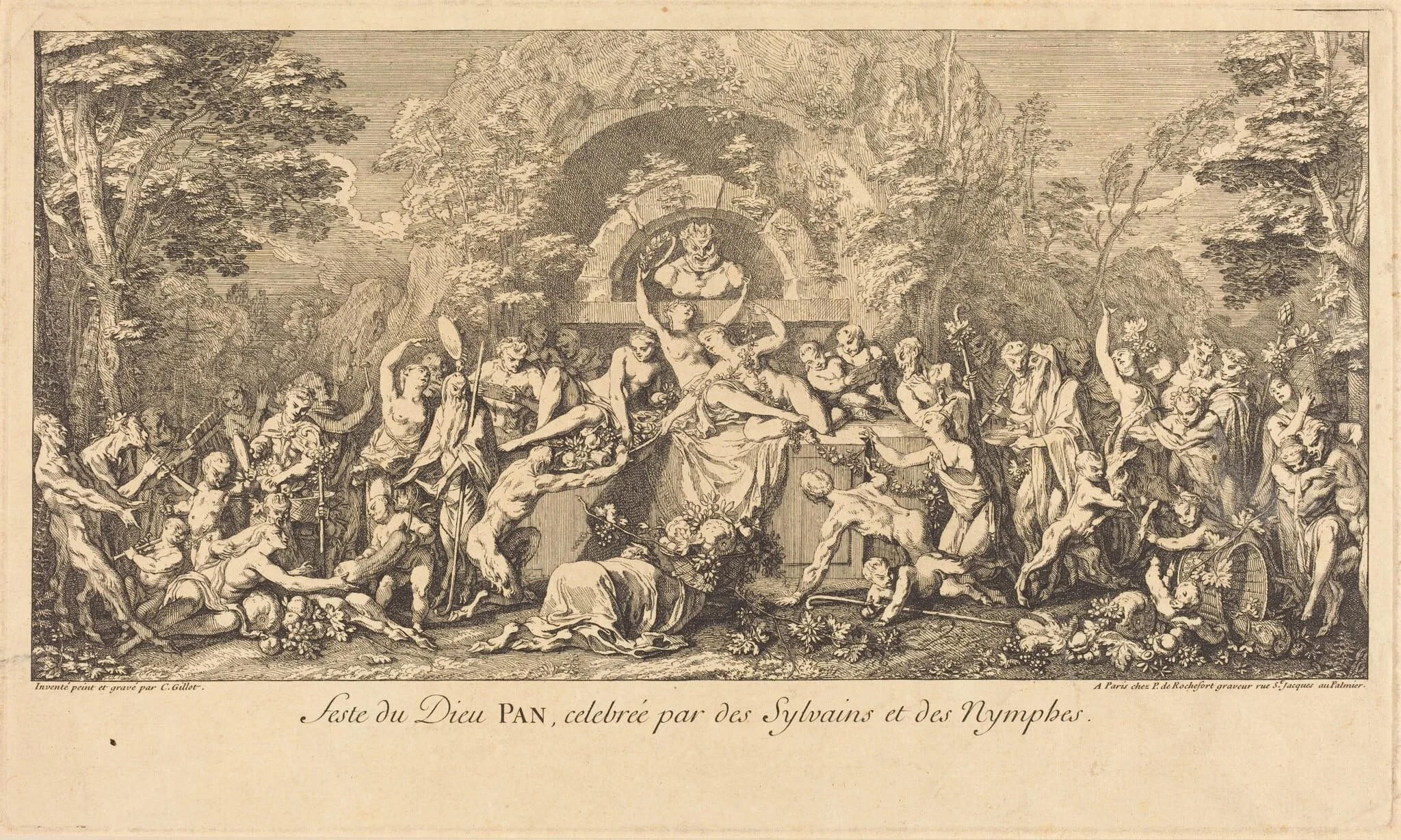 Feste du Dieu Pan, celebree par des Sylvains et des Nymphes (Feast of the God Pan Celebrated by Sylvans and Nymphs), by Claude Gillot, ink, 1698