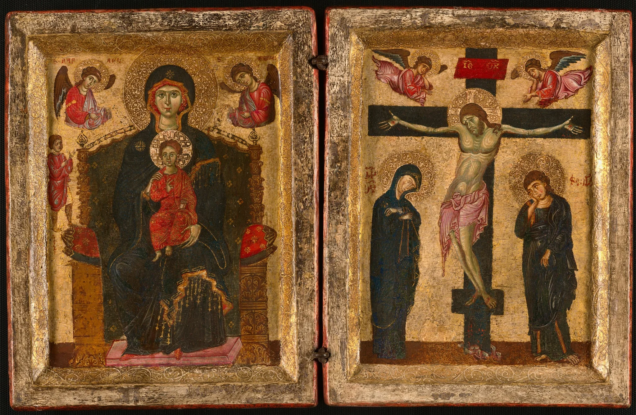 Diptych of the Virgin and Child Enthroned and the Crucifixion