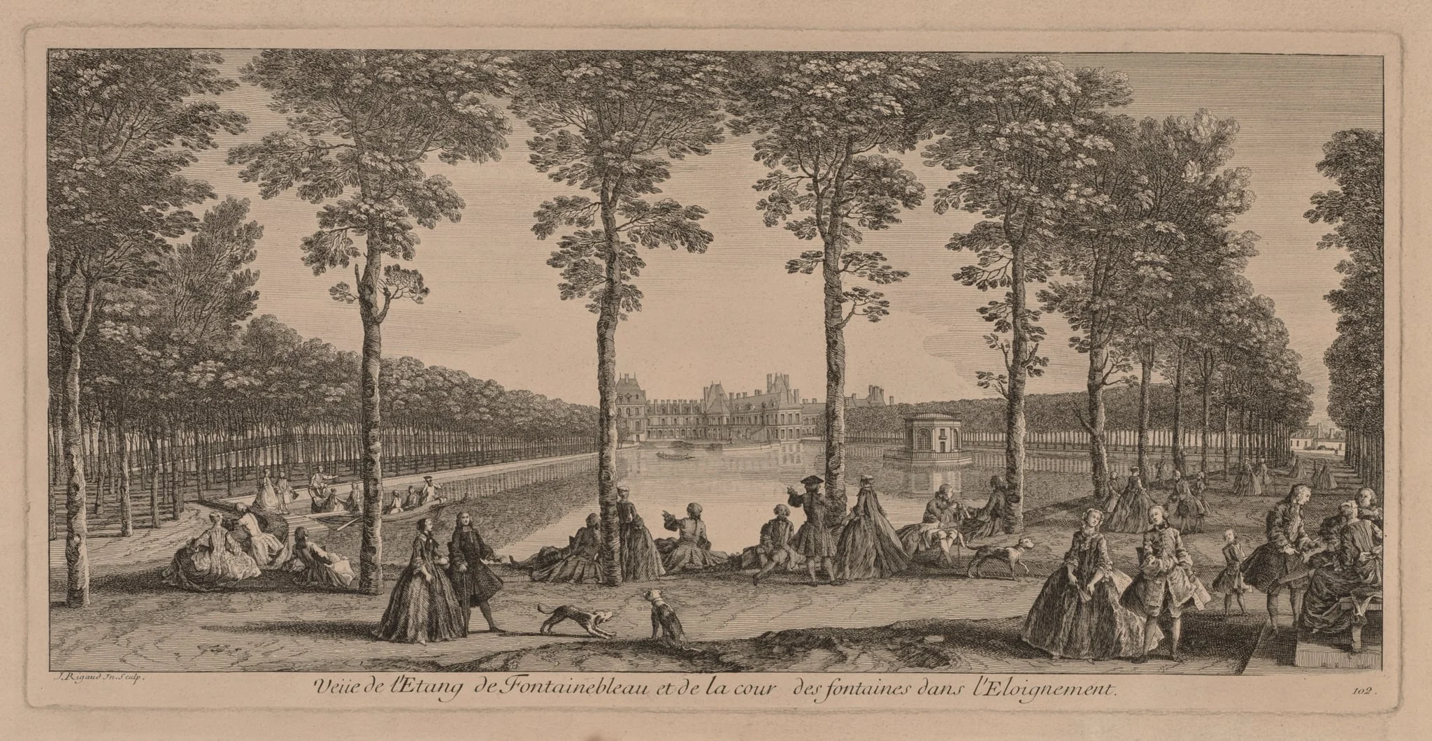 The Pool at Fontainebleau, by Jacques Rigaud, 1727
