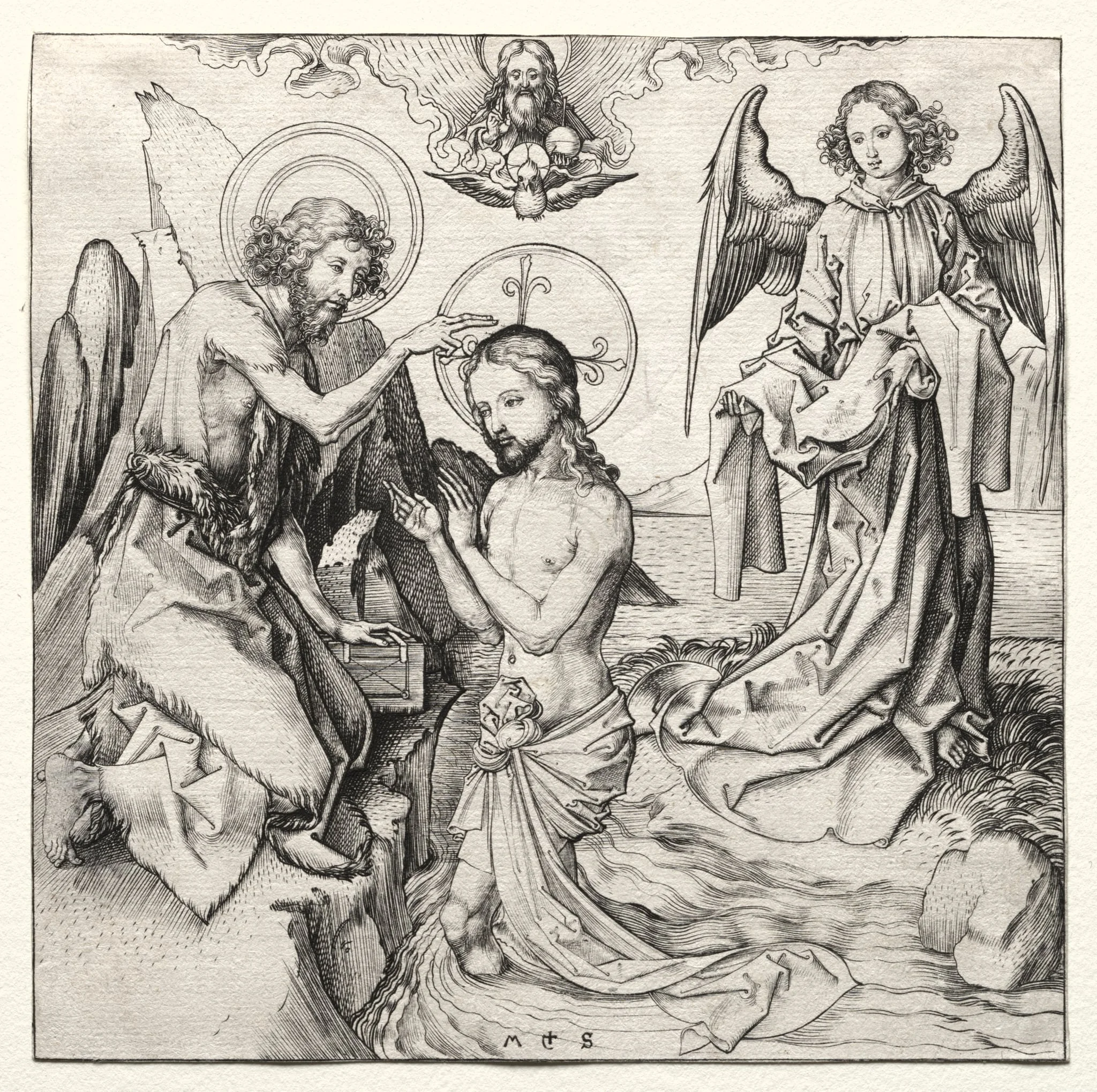 The Baptism of Christ in the Jordan, by Martin Schongauer, 1485