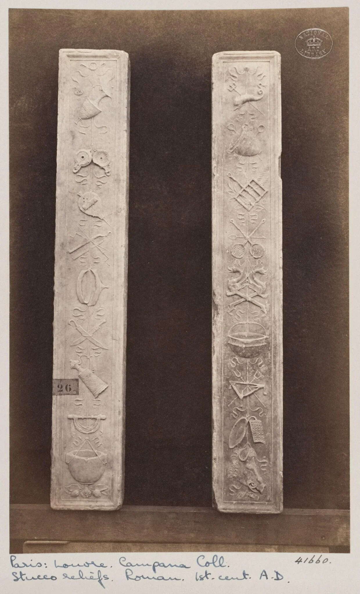 Bas-relief of two marble portions of a chambranle of the renaissance period, by Louise Laffon, photographic, 1864