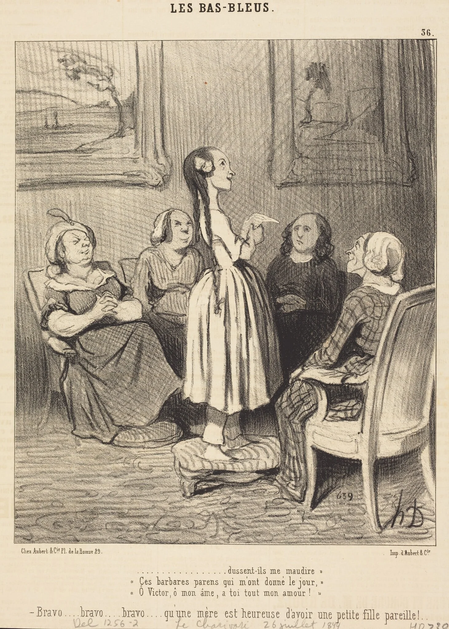 ...dussent-ils me maudire. Ces barbares parens..., by Honoré Daumier, ink, 1844