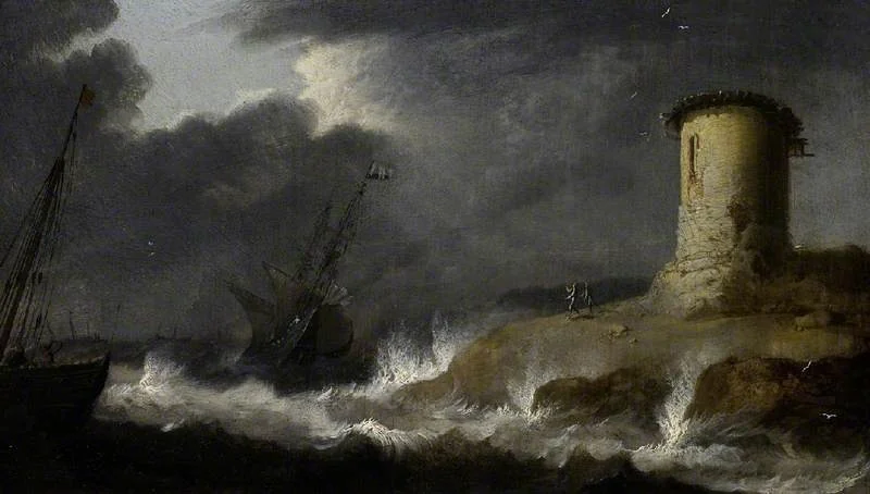 Sea-coast with a storm