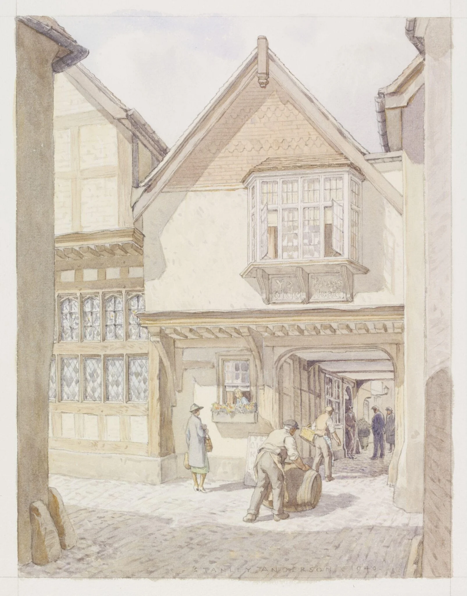"Ye Old King's Head", Aylesbury, by Anderson, watercolor, 1940