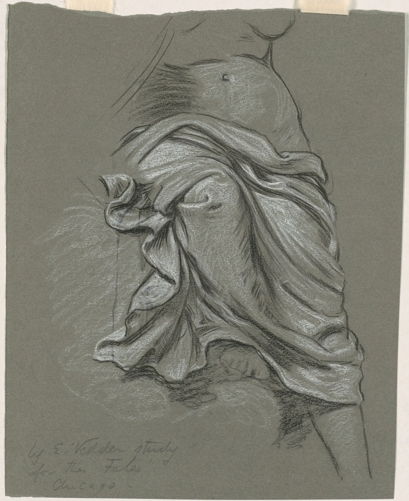 Study for "The Fates Gathering in the Stars", by Elihu Vedder, charcoal, 1886