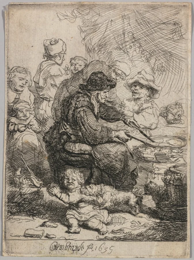 The Pancake Woman, by Rembrandt, 1635