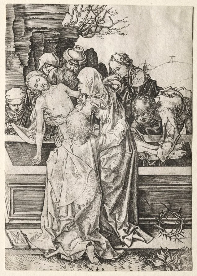 The Passion:  The Entombment, by Martin Schongauer, 1480