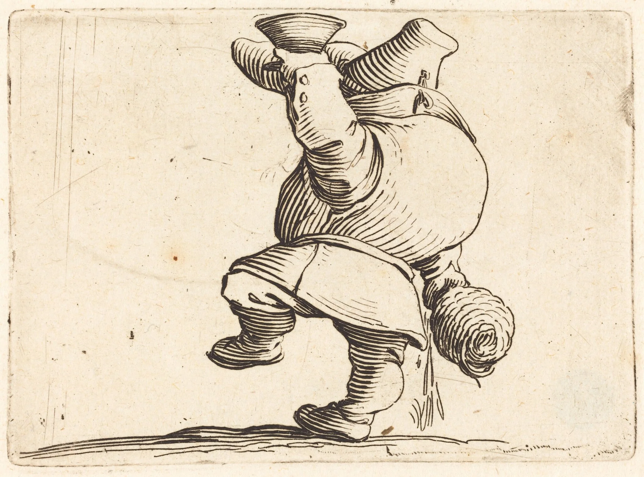 The Drinker, Back View, by Jacques Callot, ink, 1622