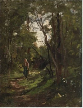 A Leafy Lane, by Nathaniel Hone the Younger, oil, 1881