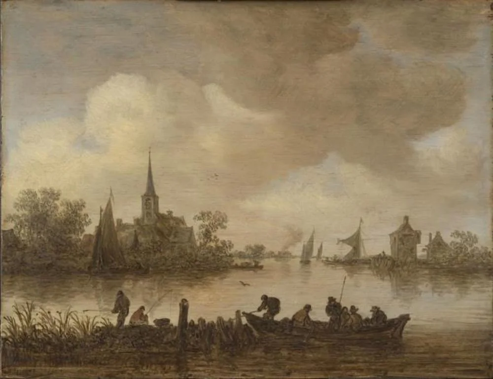 Landscape with a Canal, by Jan van Goyen, oil, 1653