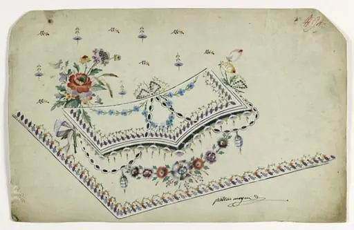 Gilet à la fleur rouge, projets de broderies de gilet, XVIIIème siècle