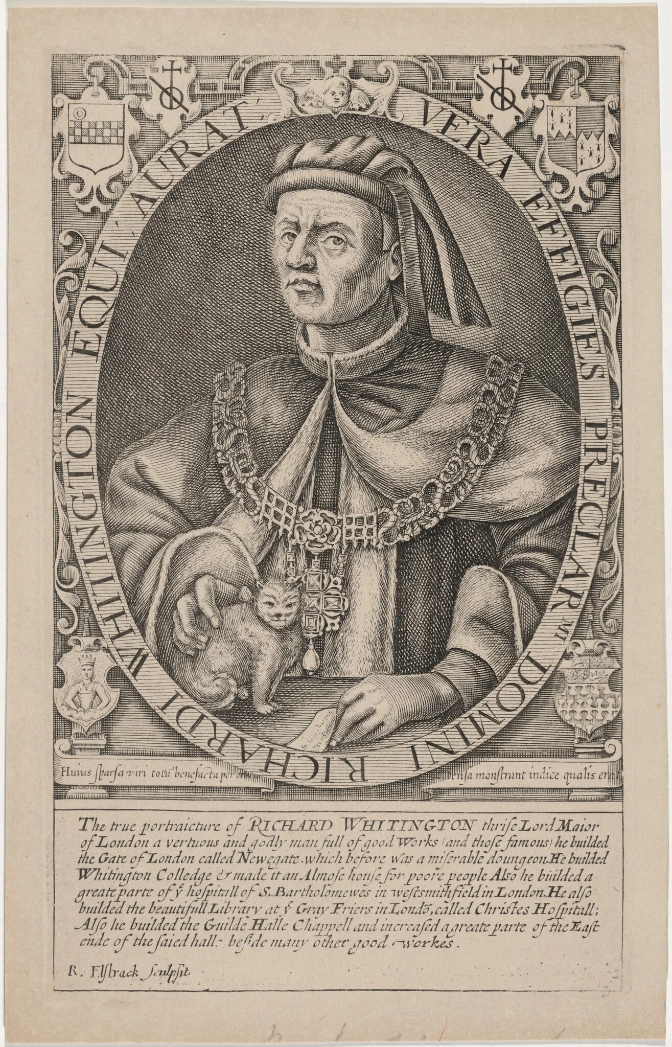 Richard Whittington, by Renold Elstrack, 1598