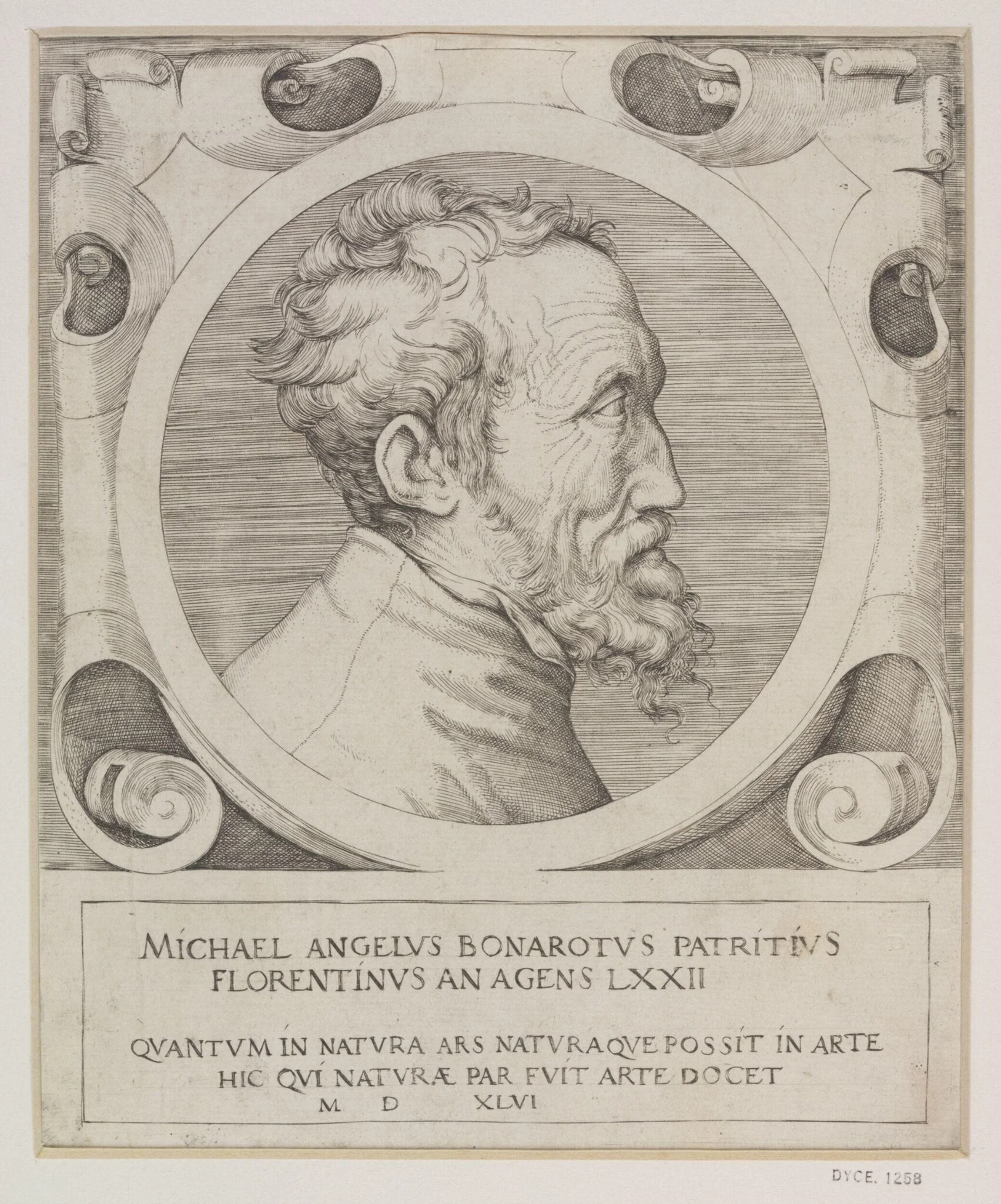 Michelangelo, by Giulio Bonasone, 1546