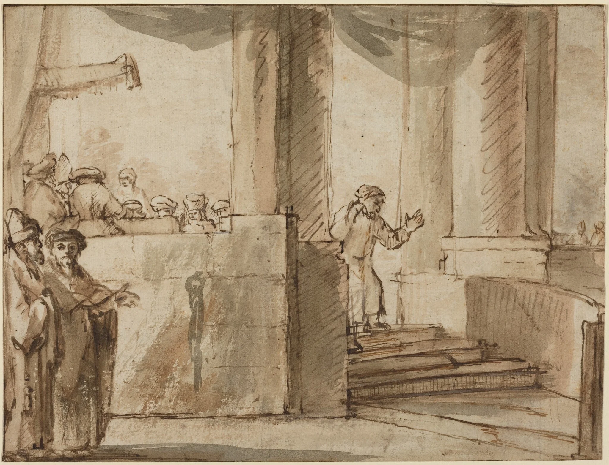 Judas Leaving the High Priest, by Unknown, ink, 1638