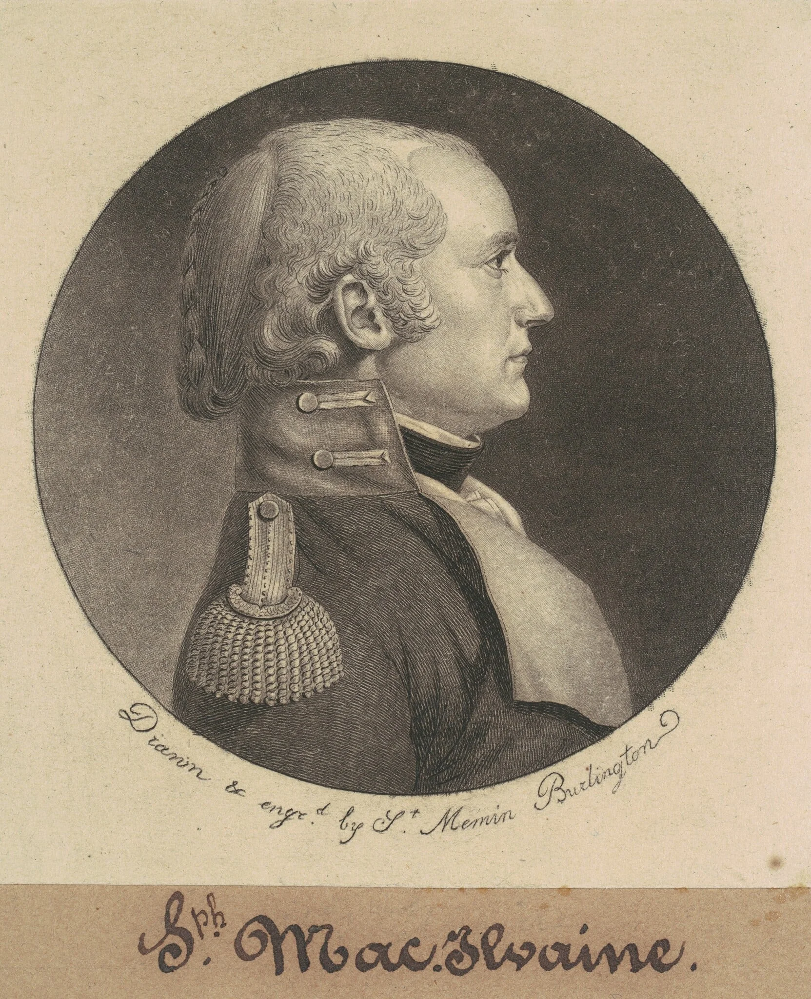 Joseph McIlvaine, by Charles Balthazar Julien Févret de Saint-Mémin, ink, 1798