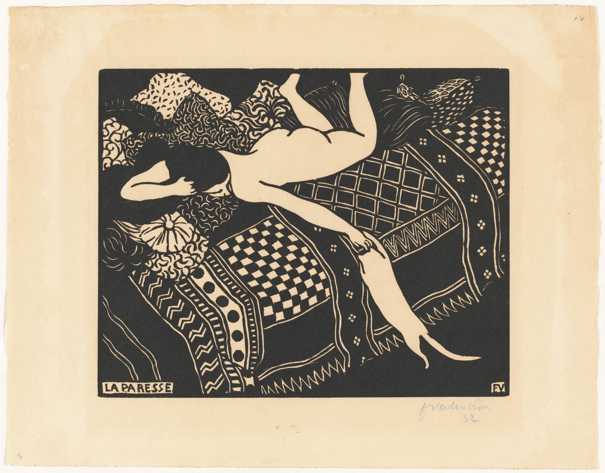 La paresse (Laziness), by Félix Vallotton, ink, 1896