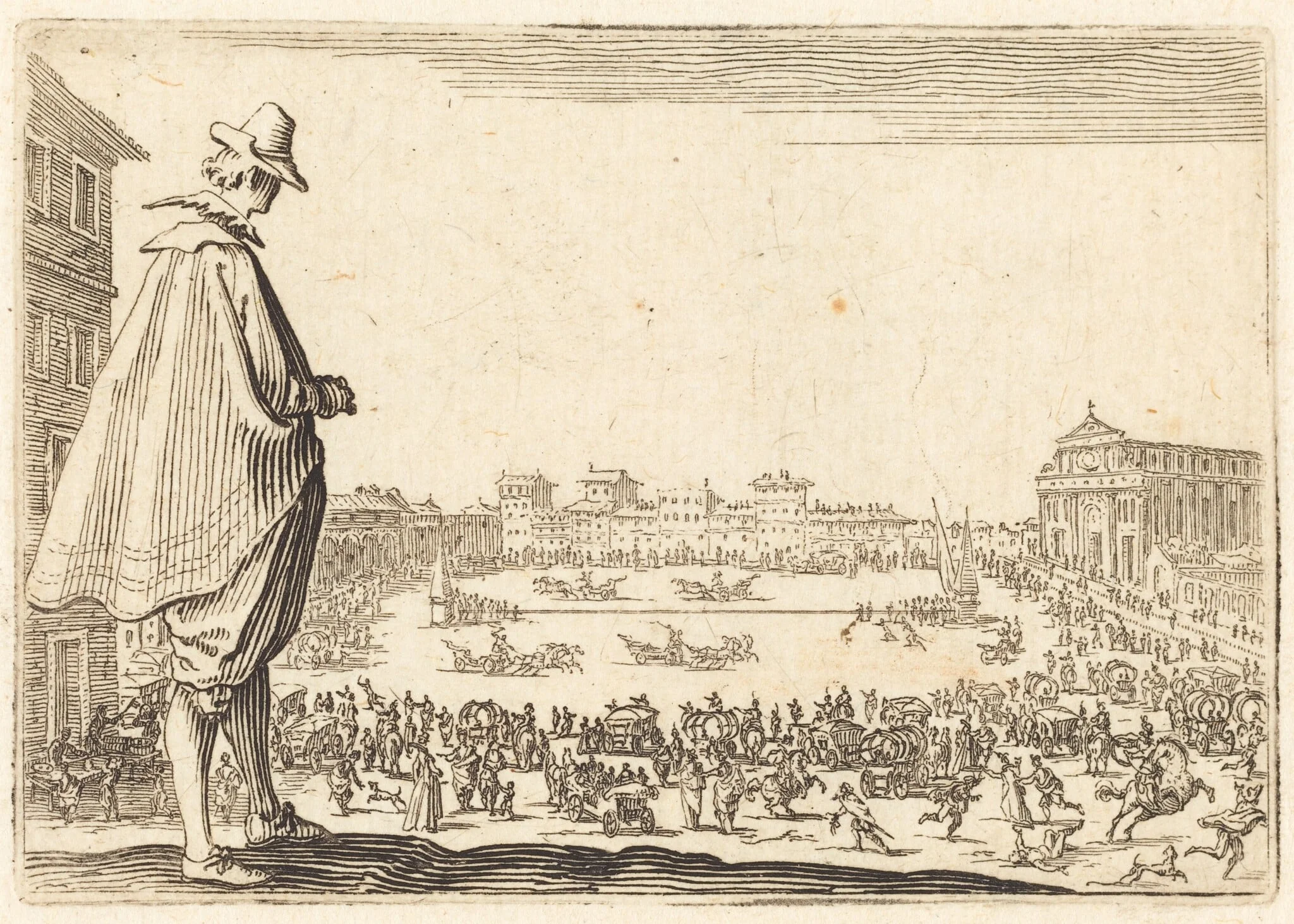 Piazza Santa Maria Novella, Florence, by Jacques Callot, ink, 1622
