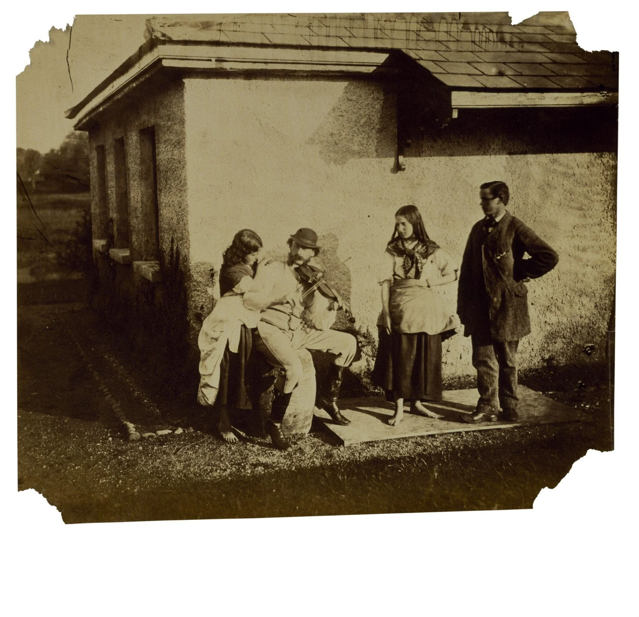 Florence Elizabeth Maude, Cornwallis Hawarden, Clementina Maude and unidentified man, Togge House, Dundrum, by Clementina Hawarden, photographic, 1860