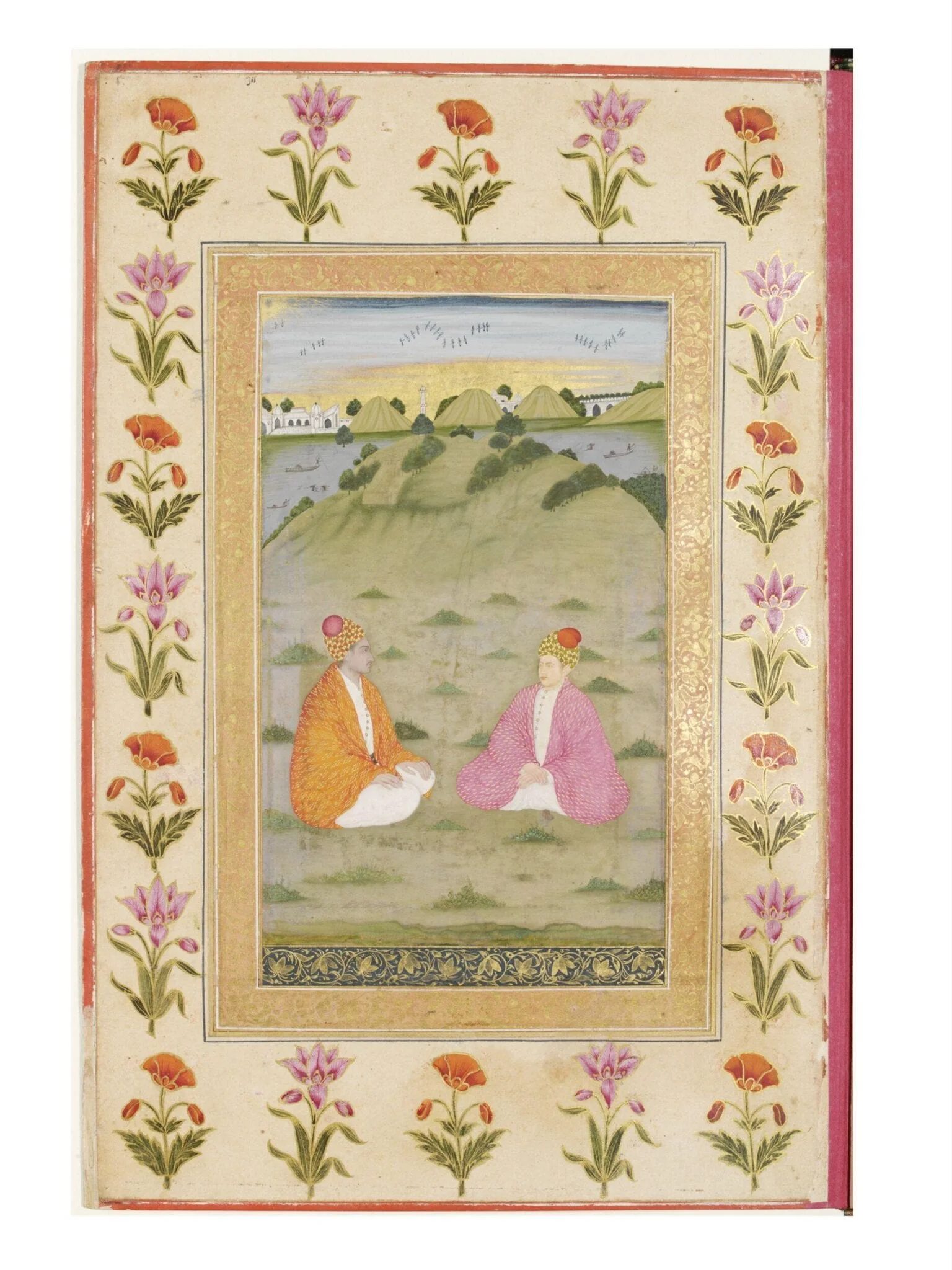 two men seated in a landscape, by Unknown, paint, 1750