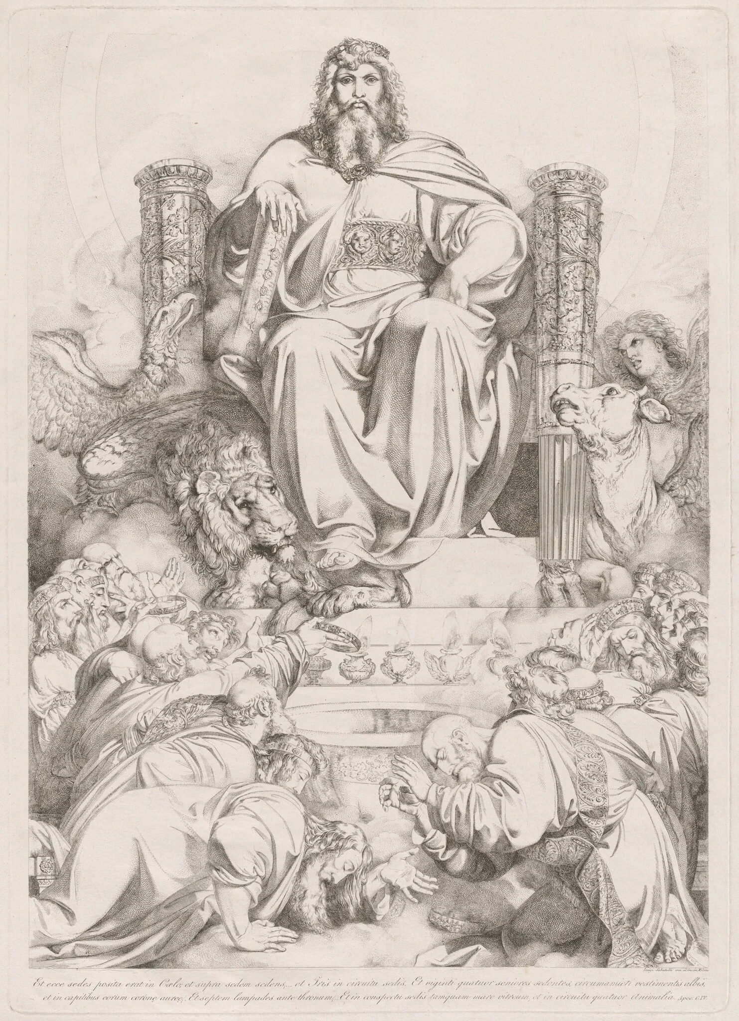 Et ecce sedes posita erat in coelo... (God the Son in Majesty on the Throne Surrounded by the Four Creatures and Worshipped by the Twenty-four Elders), by Luigi Sabatelli I, ink, 1810