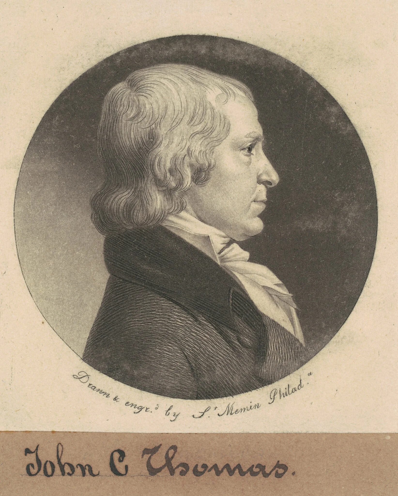 John Chew Thomas, by Charles Balthazar Julien Févret de Saint-Mémin, ink, 1800