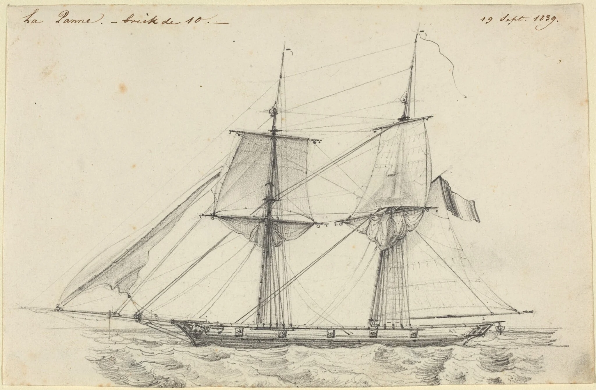 La Panne, by Charles Meryon, graphite, 1839