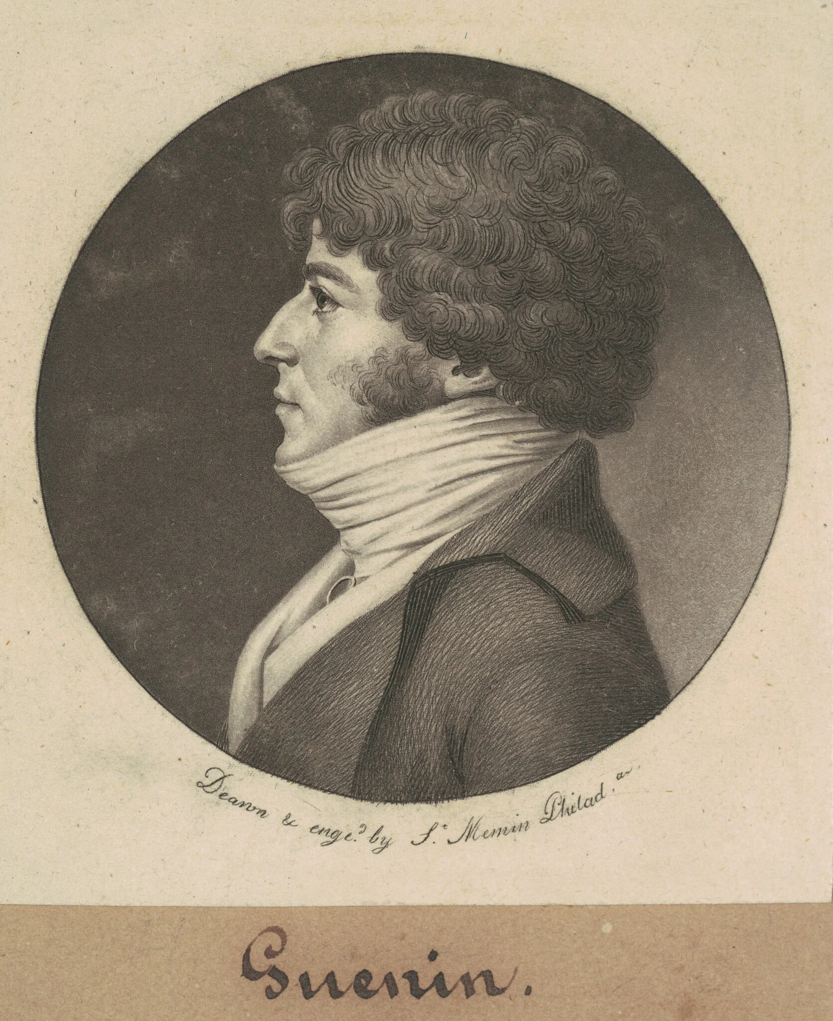 Guenin, by Charles Balthazar Julien Févret de Saint-Mémin, ink, 1803