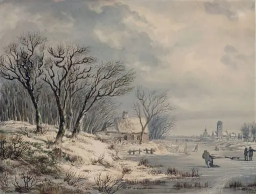 A Winter Landscape with a Frozen River