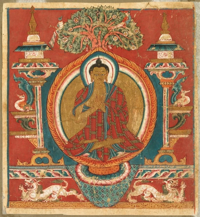 Votive initiation card (tsakali) with preaching Buddha Shakyamuni, by Unknown, unspecified, 1004