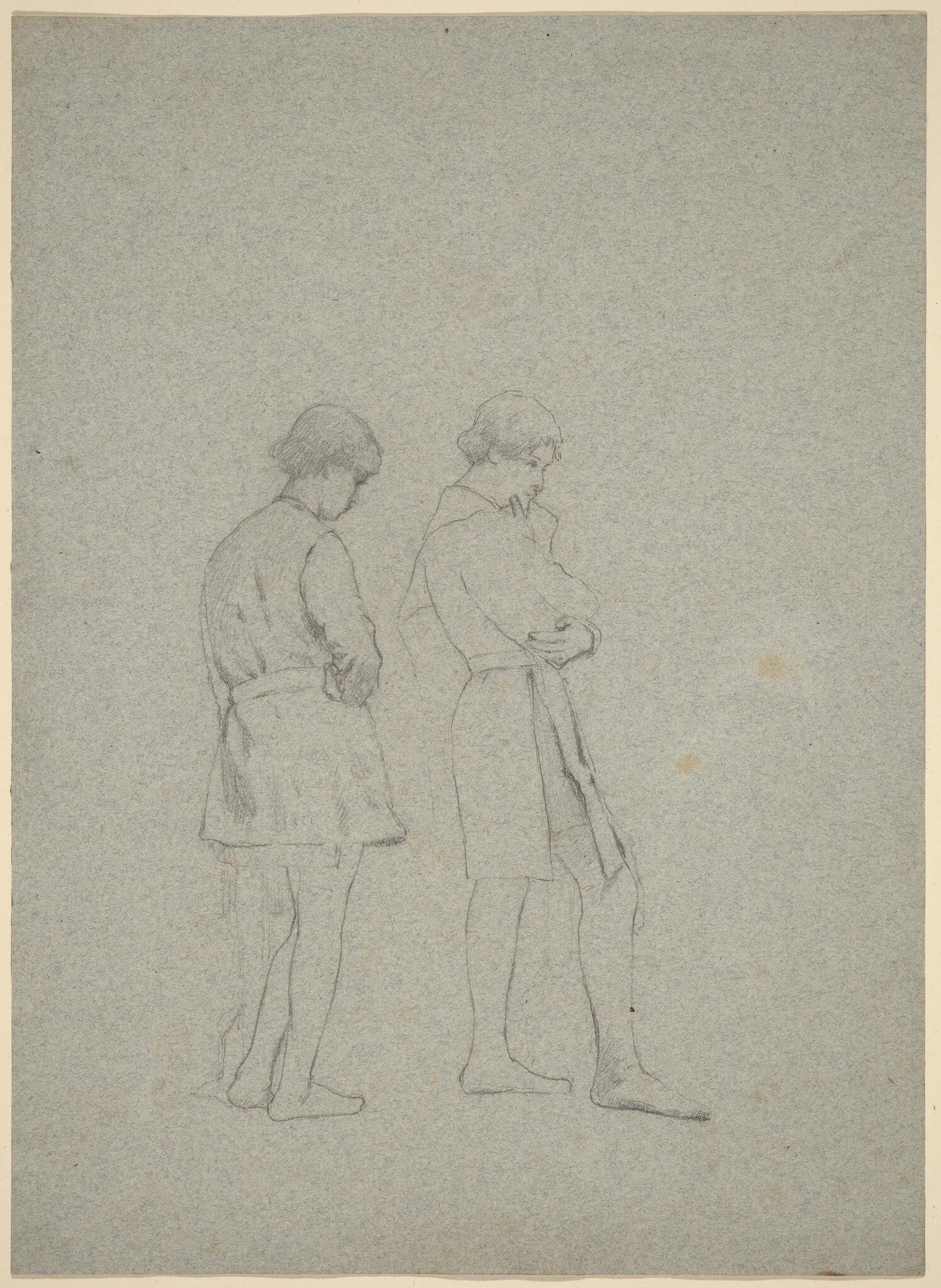 Studies for Elaine, by Thomas Hovenden, graphite, 1880