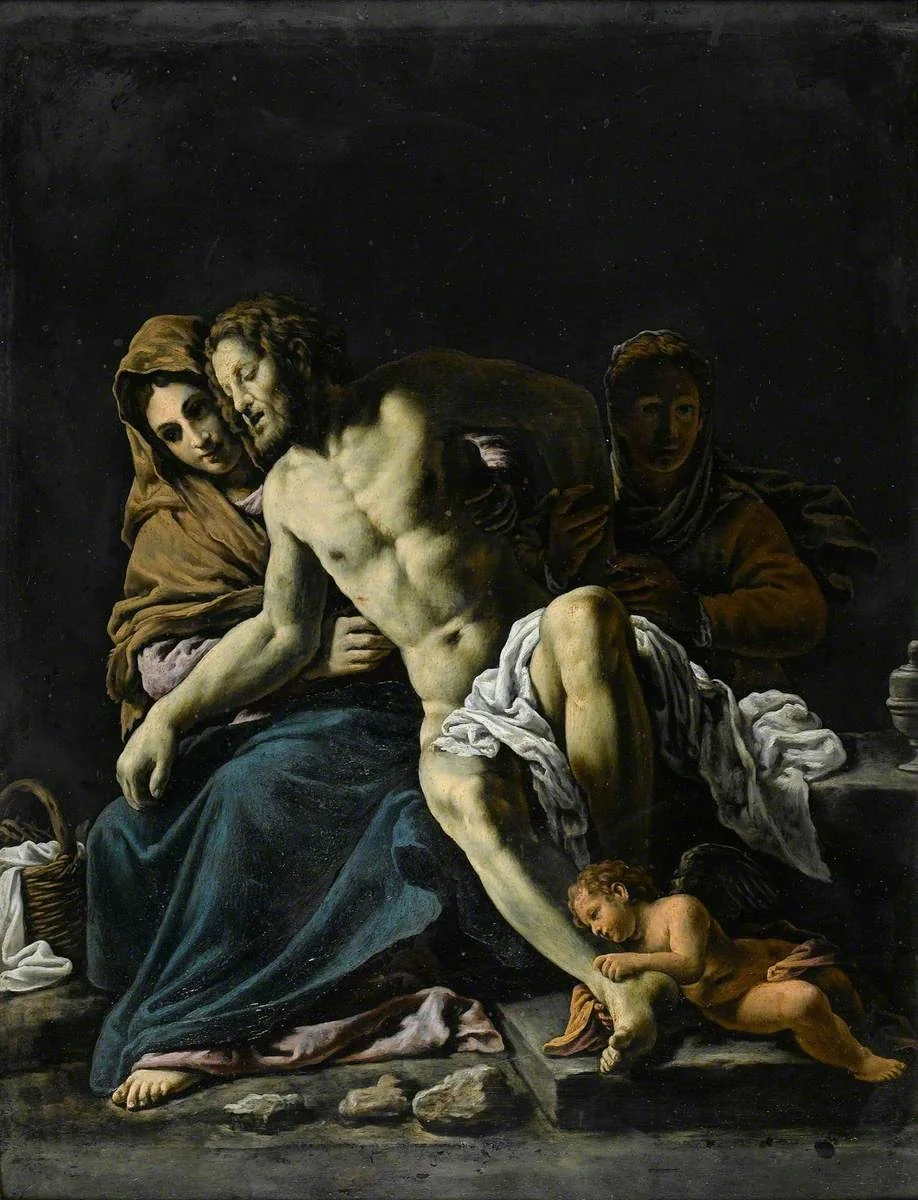 The dead Christ supported by the Virgin Mary and Mary Magdalene