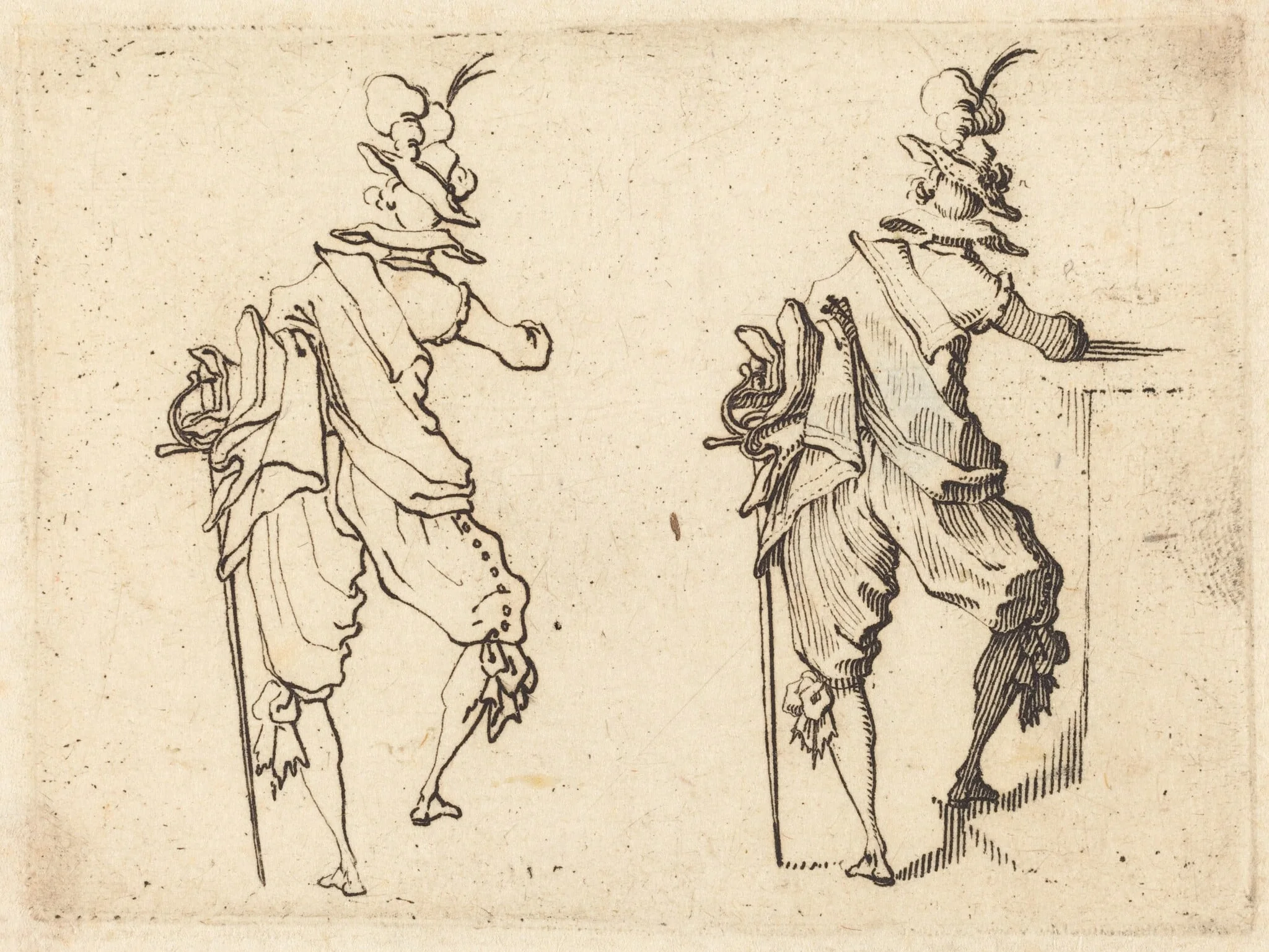 Man with Sword, by Jacques Callot, ink, 1617