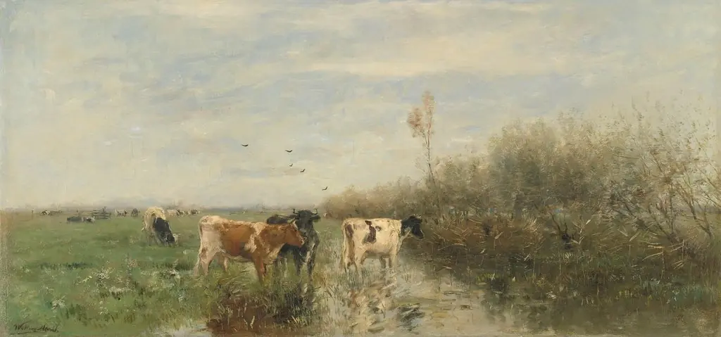 Cows in a soggy meadow
