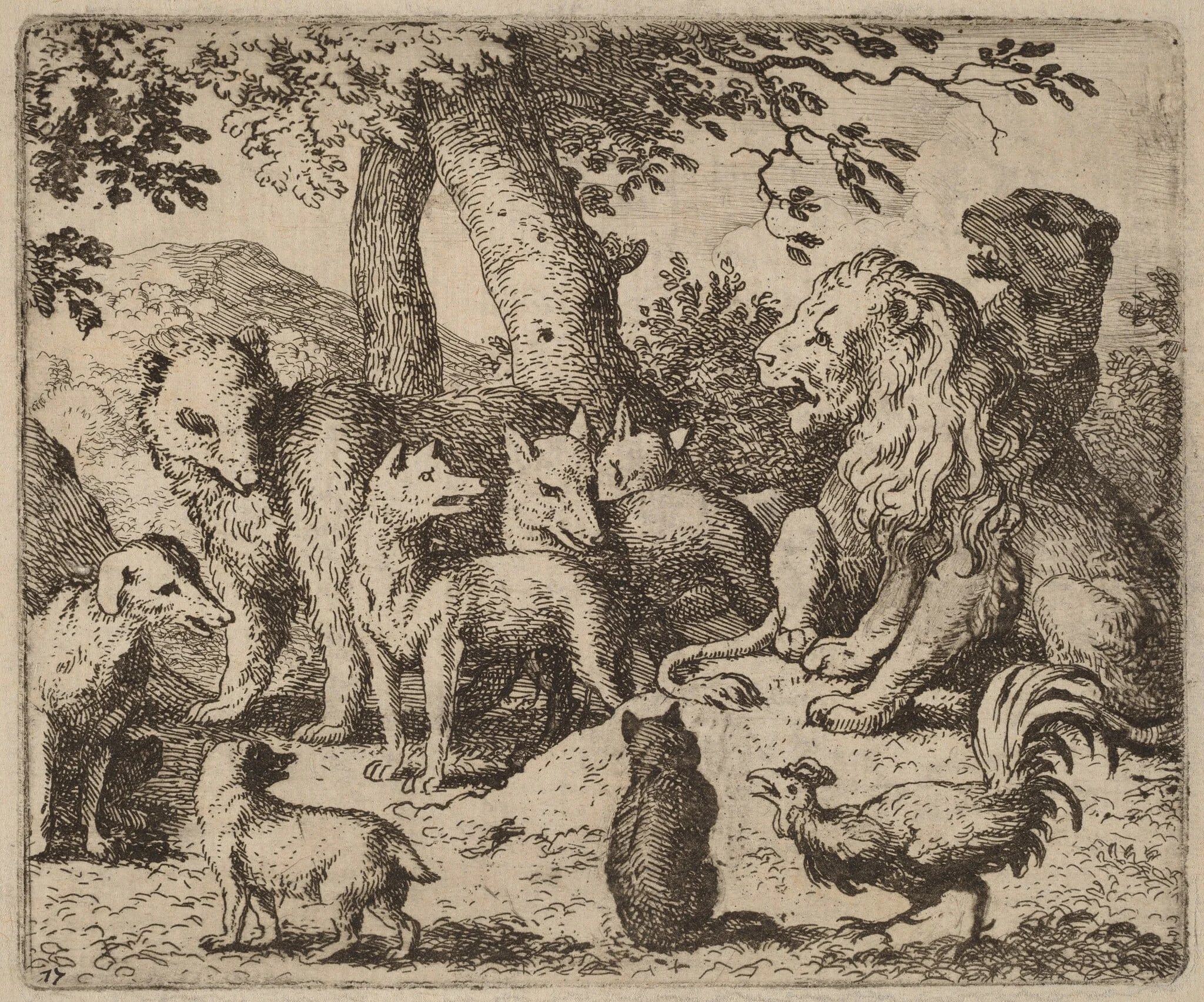 Reynard Attempts to Clear Himself, by Allart van Everdingen, ink, 1650