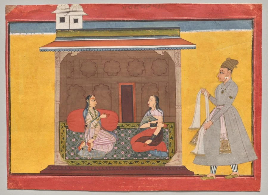 The Heroine Who is Faithfully Loved: Madhya Svadhinapatika Nayika, from a Rasamanjari of Bhanudatta, by Unknown, unspecified, 1710