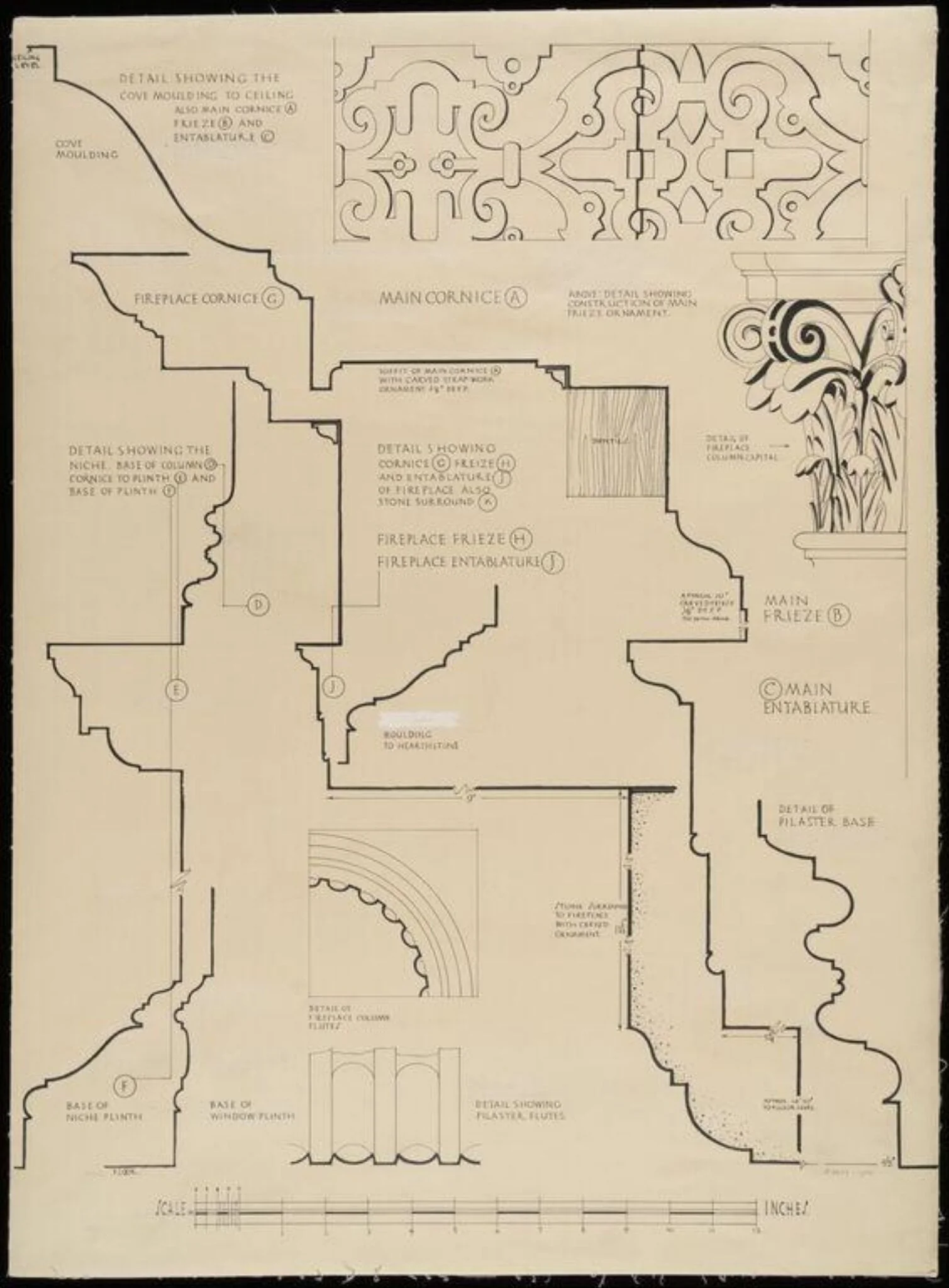 Details of mouldings, etc., by Joseph Jago, 1932
