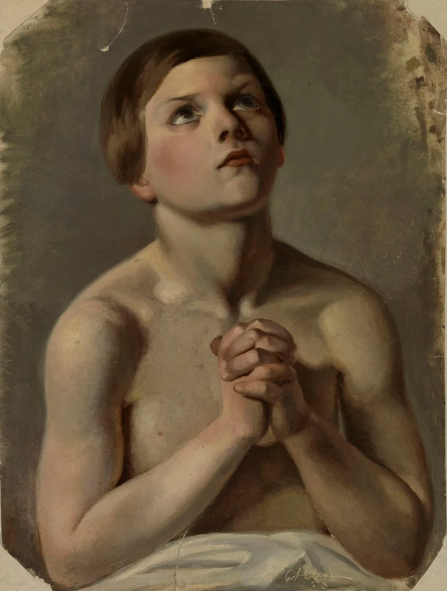 Rukoileva poika, by Anders Ekman, unspecified, 1854