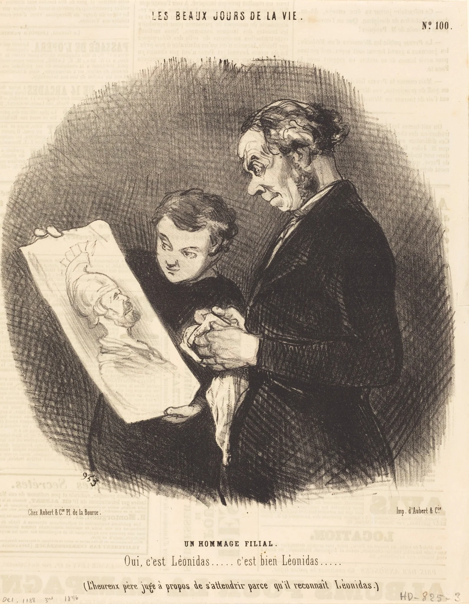 Un Hommage filial, by Honoré Daumier, ink, 1846