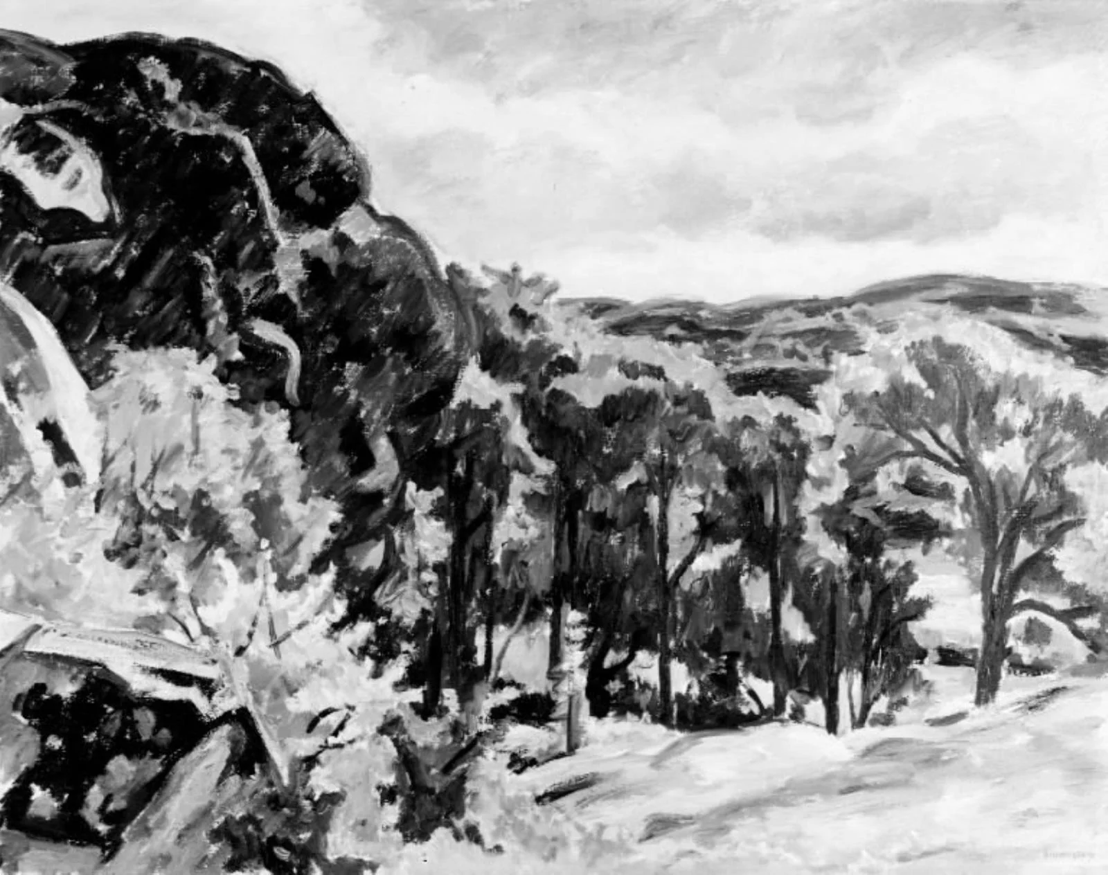 Harvest Landscape, by Birger Simonsson, oil, 1931