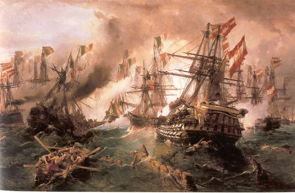 Naval battle at Lissa, by Konstantinos Volanakis, oil, 1869