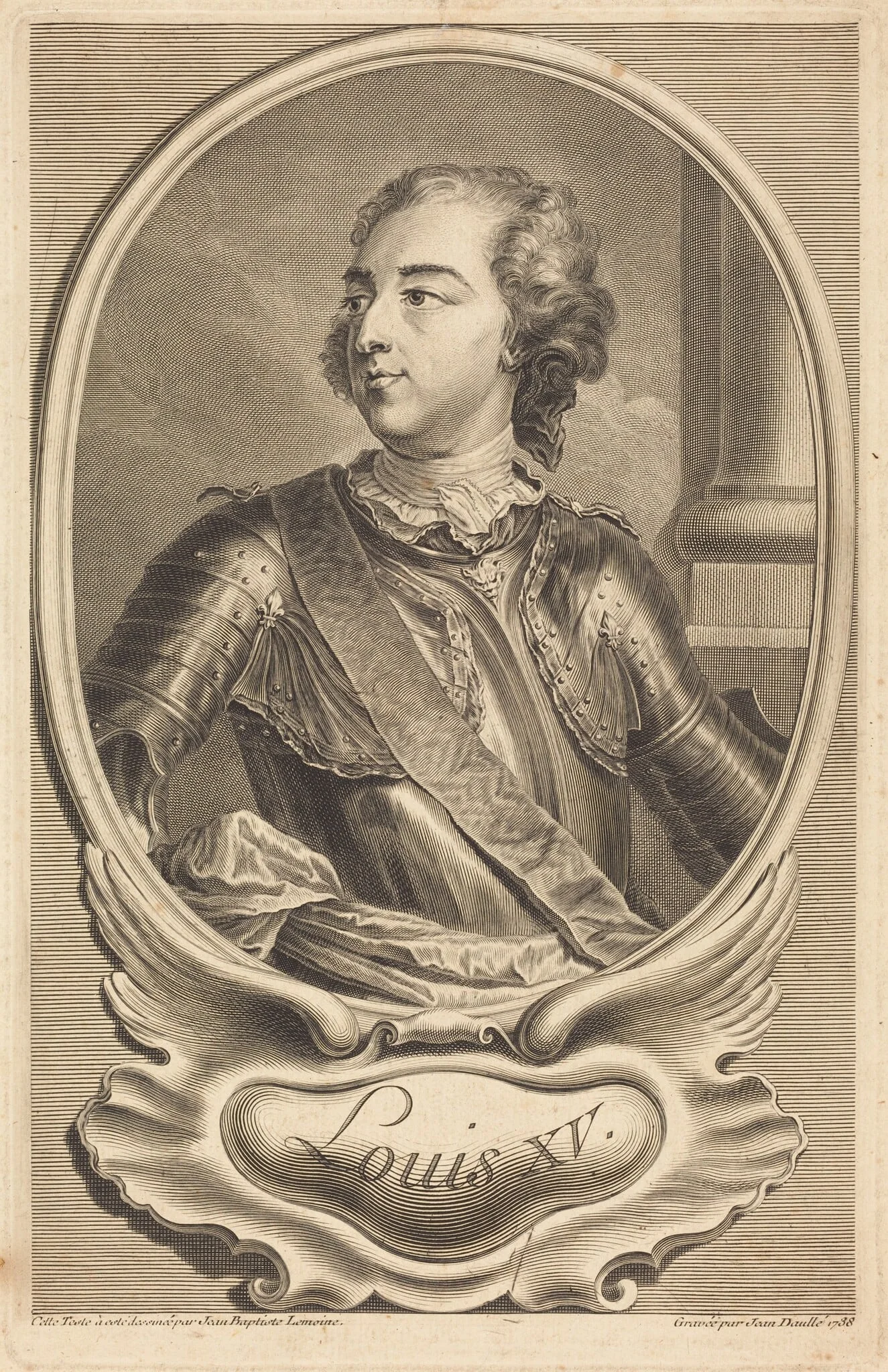 Louis XV, by Jean Daullé, ink, 1738
