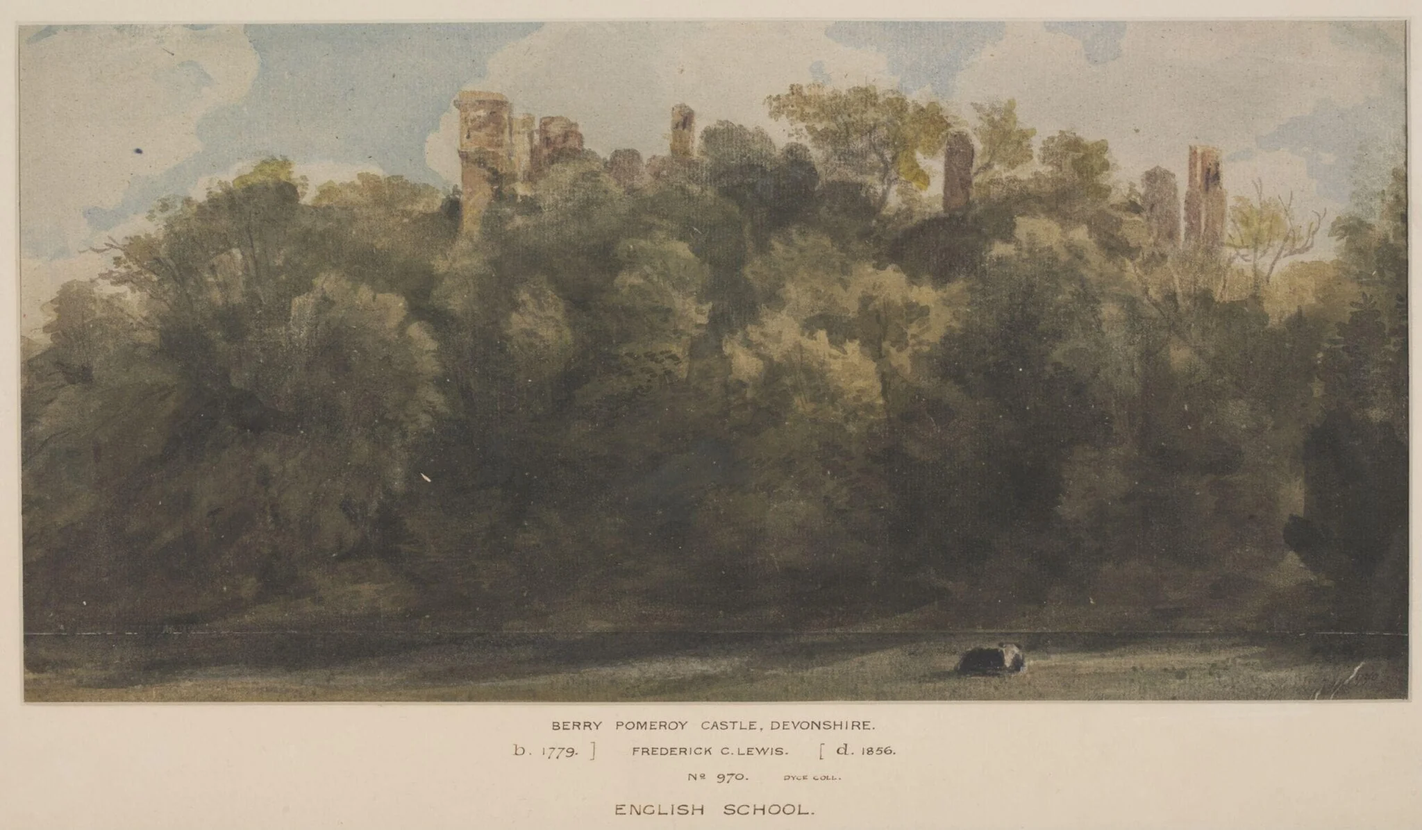 Berry Pomeroy Castle, by Frederick Christian Lewis, watercolor, 1850