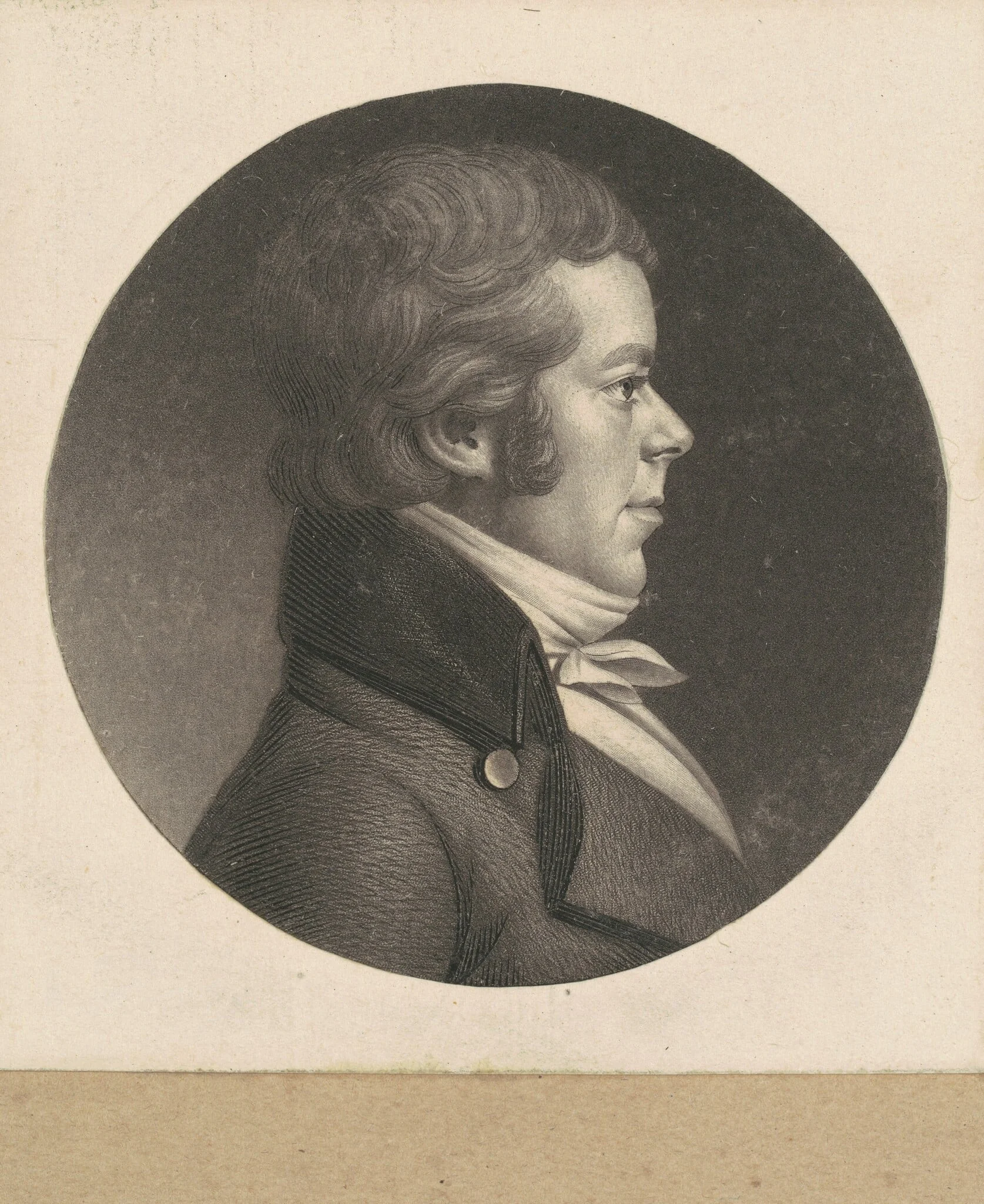 Unidentified Man, by Charles Balthazar Julien Févret de Saint-Mémin, ink, 1800