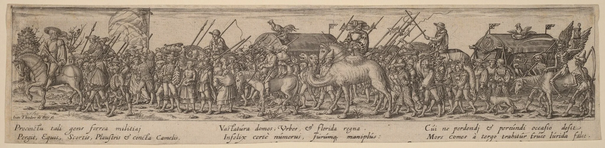 Army Train and Death, by Johann Theodor de Bry, ink, 1592