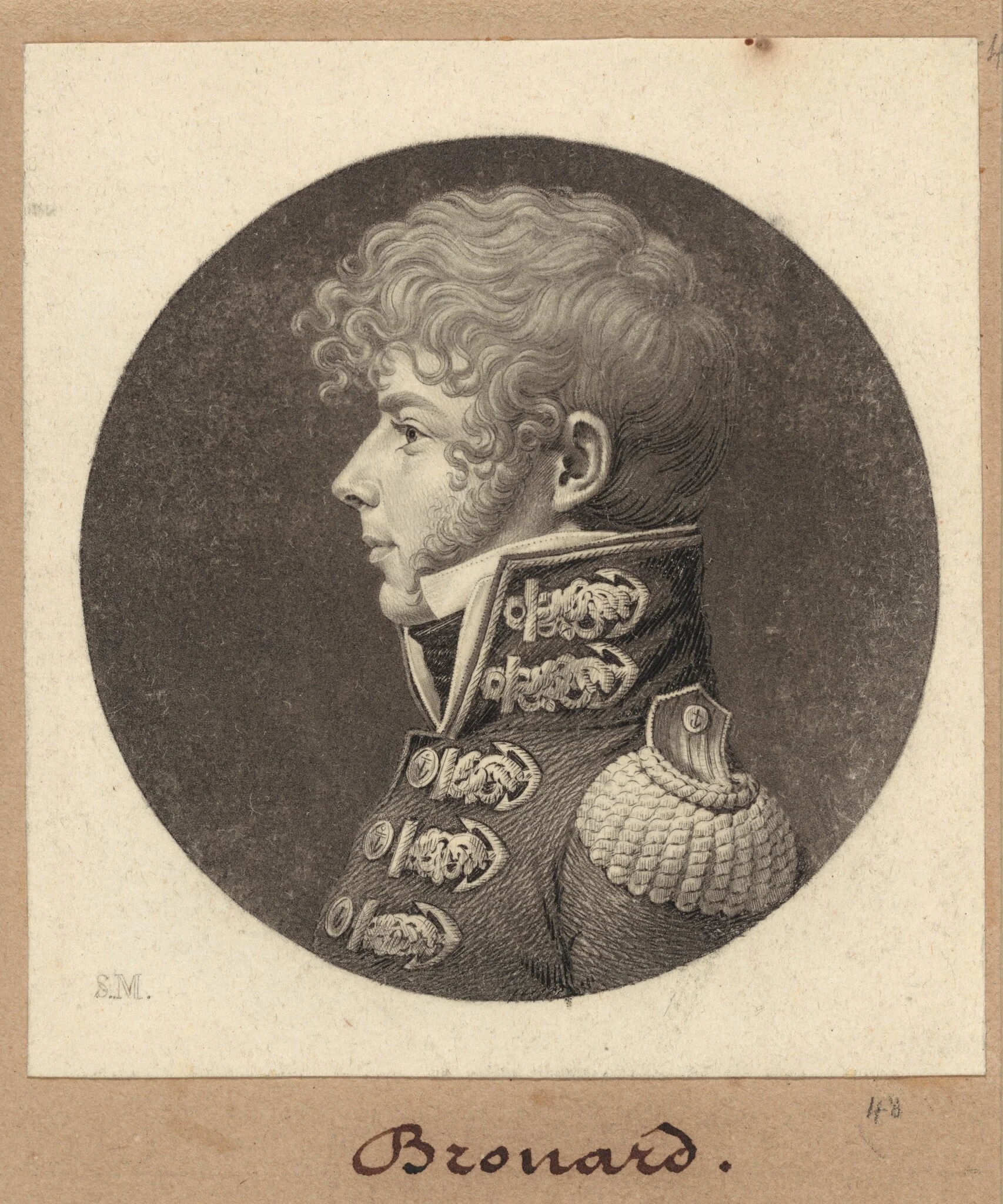 Michel Angélique Brouard, by Charles Balthazar Julien Févret de Saint-Mémin, ink, 1809