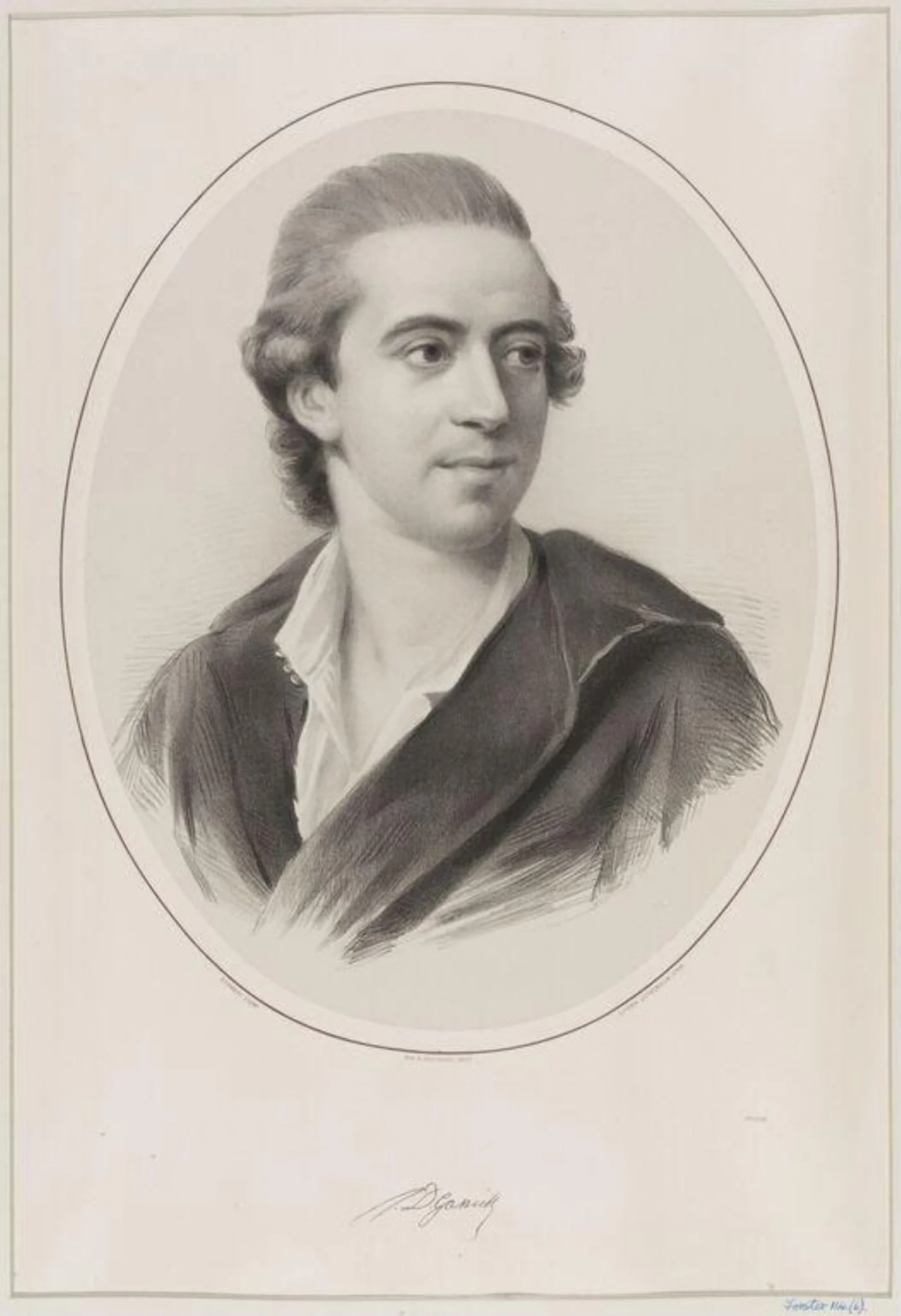 David Garrick, actor (1716-1779), by Lowes Cato Dickinson, 1850