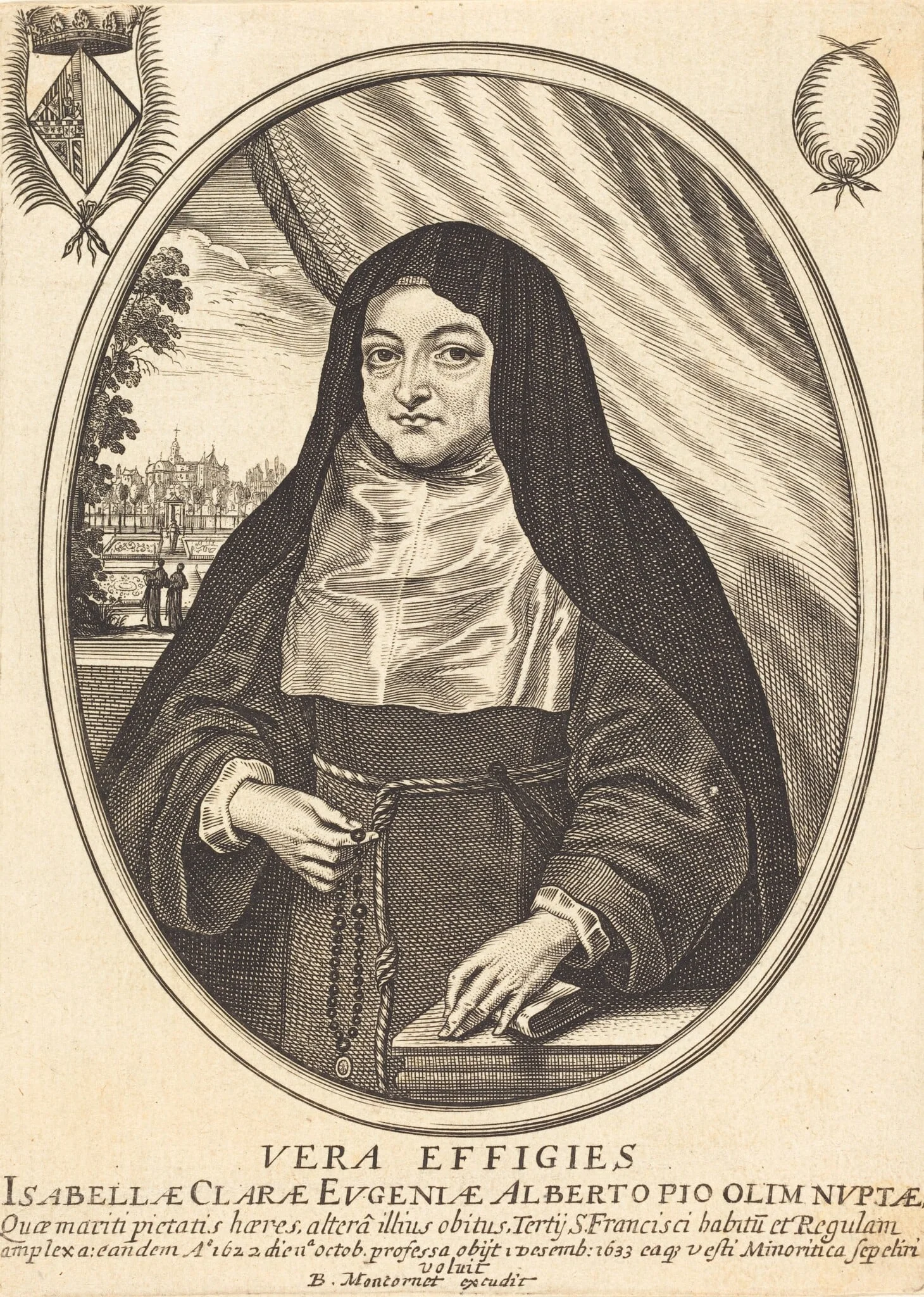 Isabelle Claire Eugénie, by Balthasar Moncornet, ink, 1634