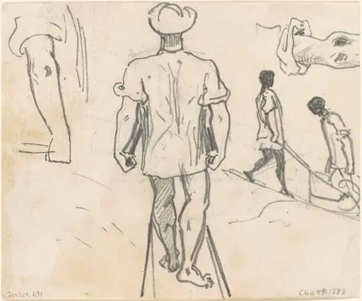 Studies of Peasants with Wheelbarrows [verso]