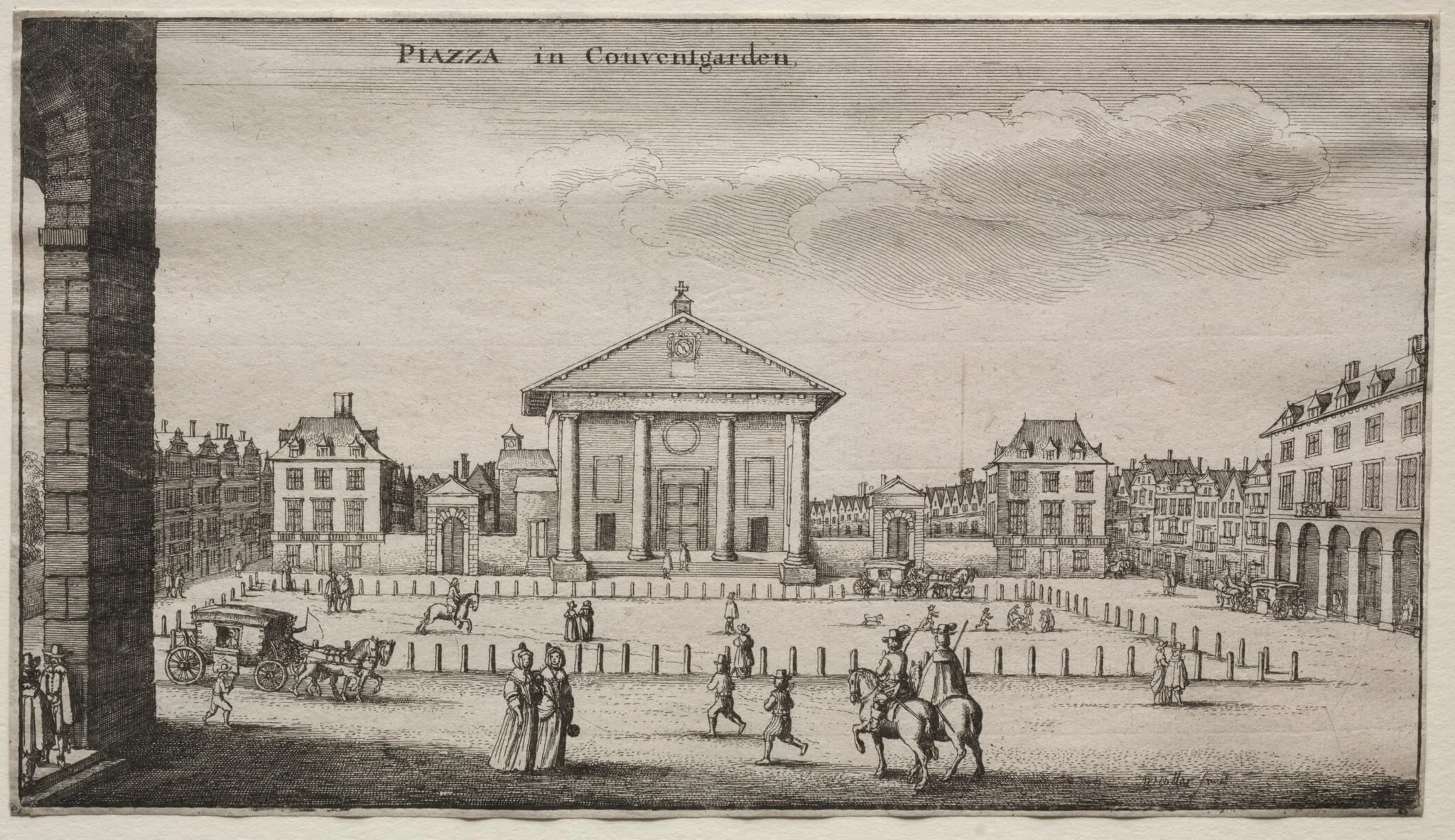 Views of London:  The Piazza in Covent Garden, by Wenceslaus Hollar, 1652