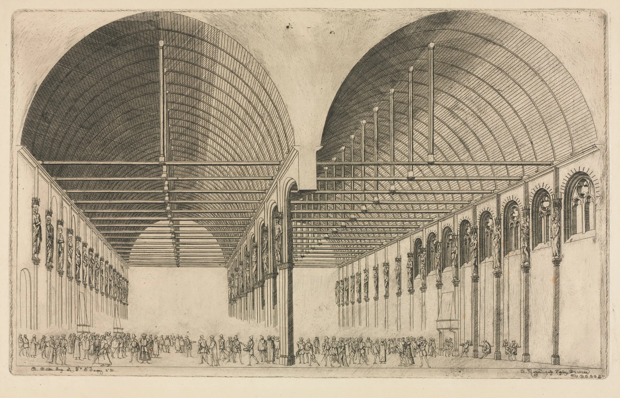 The Antechamber of the Palace of Justice, Paris, by Charles Meryon, 1855